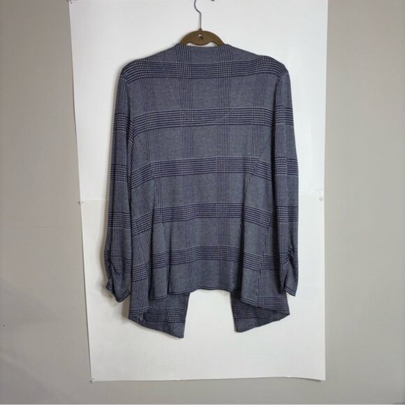 Tart Women’s XL Navy White Houndstooth Blazer Open Cardigan Sweater Pockets - Picture 10 of 10